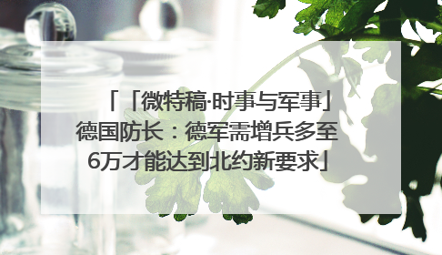 「微特稿·时事与军事」德国防长：德军需增兵多至6万才能达到北约新要求