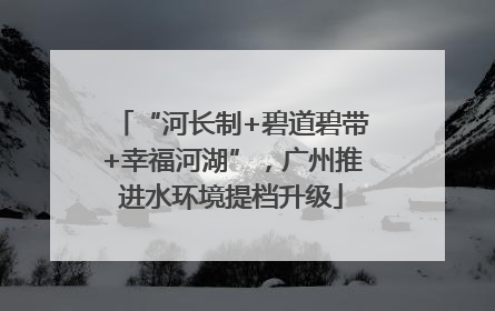 “河长制+碧道碧带+幸福河湖”，广州推进水环境提档升级