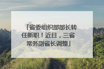 省委组织部部长转任新职！近日，三省常务副省长调整