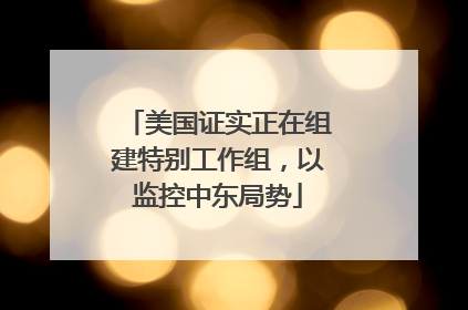 美国证实正在组建特别工作组，以监控中东局势
