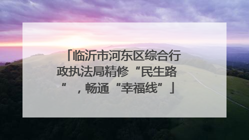 临沂市河东区综合行政执法局精修“民生路”，畅通“幸福线”