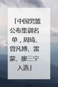 中国男篮公布集训名单，周琦、曾凡博、雷蒙、廖三宁入选