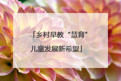 乡村早教“慧育”儿童发展新希望