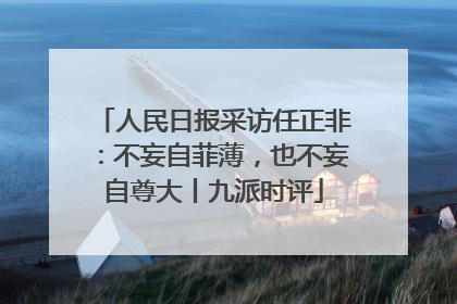 人民日报采访任正非：不妄自菲薄，也不妄自尊大丨九派时评