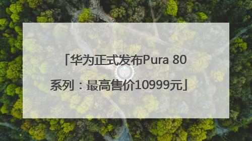 华为正式发布Pura 80系列：最高售价10999元
