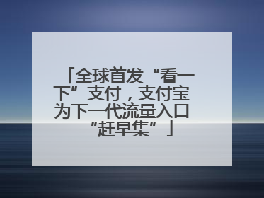全球首发“看一下”支付，支付宝为下一代流量入口“赶早集”
