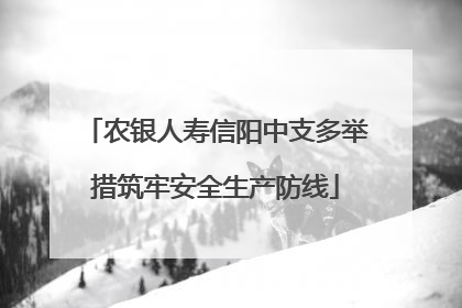 农银人寿信阳中支多举措筑牢安全生产防线