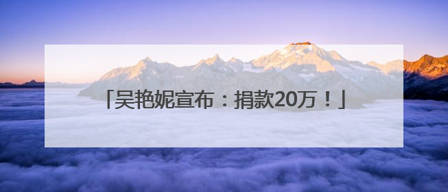 吴艳妮宣布：捐款20万！