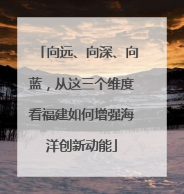 向远、向深、向蓝，从这三个维度看福建如何增强海洋创新动能