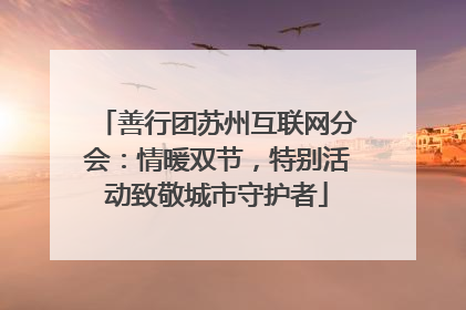 善行团苏州互联网分会：情暖双节，特别活动致敬城市守护者