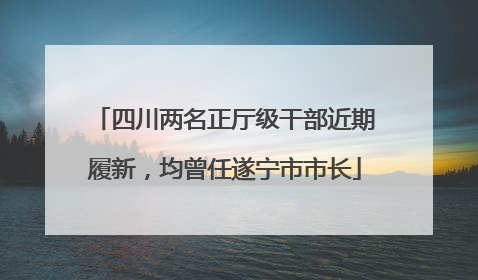 四川两名正厅级干部近期履新，均曾任遂宁市市长
