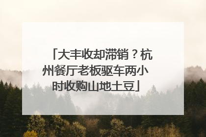 大丰收却滞销？杭州餐厅老板驱车两小时收购山地土豆
