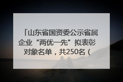 山东省国资委公示省属企业“两优一先”拟表彰对象名单，共250名（个）党员和党组织