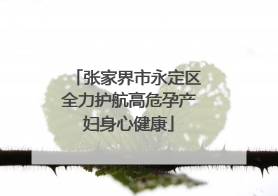 张家界市永定区全力护航高危孕产妇身心健康