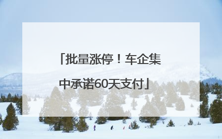 批量涨停！车企集中承诺60天支付