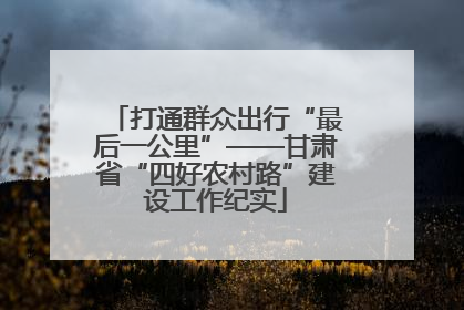 打通群众出行“最后一公里”——甘肃省“四好农村路”建设工作纪实