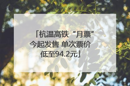 杭温高铁“月票”今起发售 单次票价低至94.2元