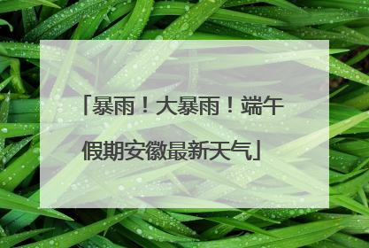 暴雨！大暴雨！端午假期安徽最新天气