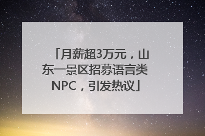月薪超3万元，山东一景区招募语言类NPC，引发热议