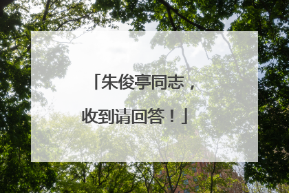 朱俊亭同志，收到请回答！