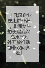 武汉企业要走进非洲，非洲女生想长居武汉 高水平对外开放推动鄂非双向奔赴