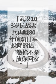 武汉103岁抗战老兵再喊80年前劝日军投降的话 “缴枪不杀，放你回家”