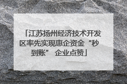 江苏扬州经济技术开发区率先实现惠企资金“秒到账” 企业点赞