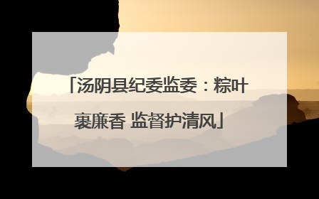 汤阴县纪委监委：粽叶裹廉香 监督护清风