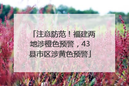 注意防范！福建两地涉橙色预警，43县市区涉黄色预警