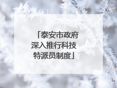 泰安市政府深入推行科技特派员制度