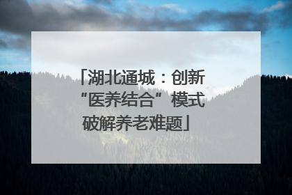 湖北通城：创新 “医养结合”模式 破解养老难题