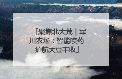 聚焦北大荒｜军川农场：智能喷药护航大豆丰收
