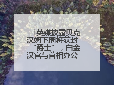 英媒披露贝克汉姆下周将获封“爵士”，白金汉宫与首相办公室暂未回应
