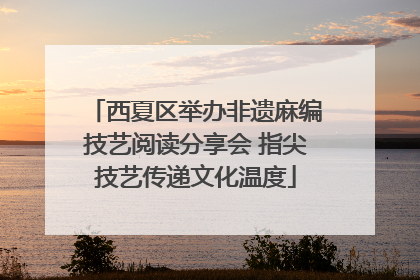 西夏区举办非遗麻编技艺阅读分享会 指尖技艺传递文化温度