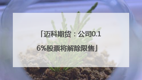 迈科期货：公司0.16%股票将解除限售