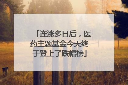 连涨多日后，医药主题基金今天终于登上了跌幅榜