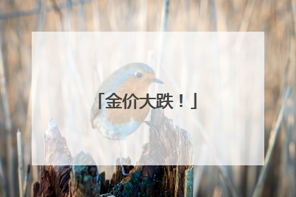 金价大跌！