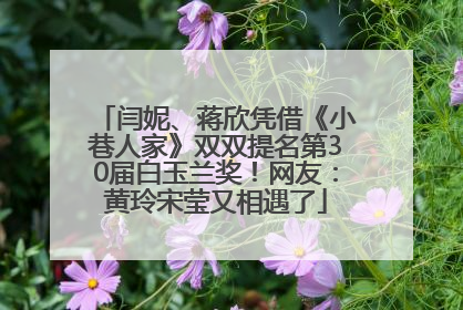 闫妮、蒋欣凭借《小巷人家》双双提名第30届白玉兰奖！网友：黄玲宋莹又相遇了