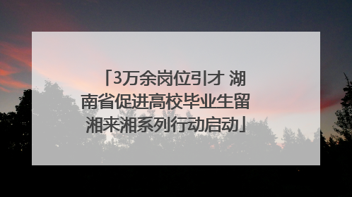 3万余岗位引才 湖南省促进高校毕业生留湘来湘系列行动启动